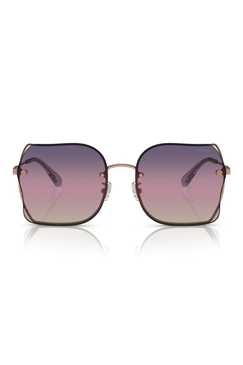 60mm Square Sunglasses, Main, color, ROSE GOLD / PURPLE PINK PEACH