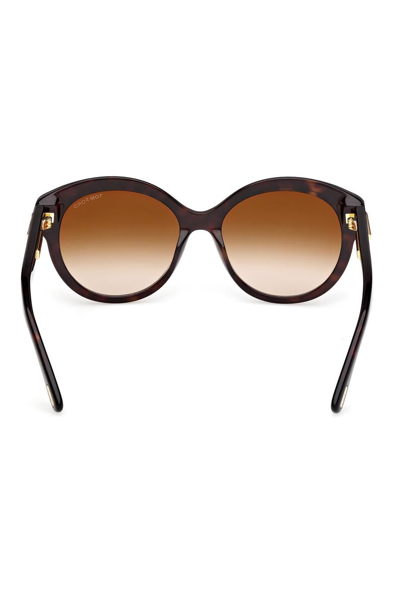 Icon 57mm Gradient Round Sunglasses, Alternate, color, SHINY DARK HAVANA BEVELED