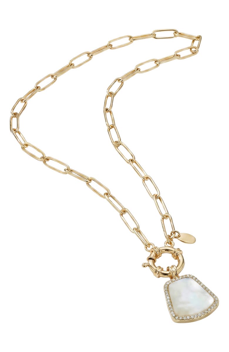 ARGENTO VIVO Mother-of-Pearl Tag Pendant Necklace, Alternate, color, Gold