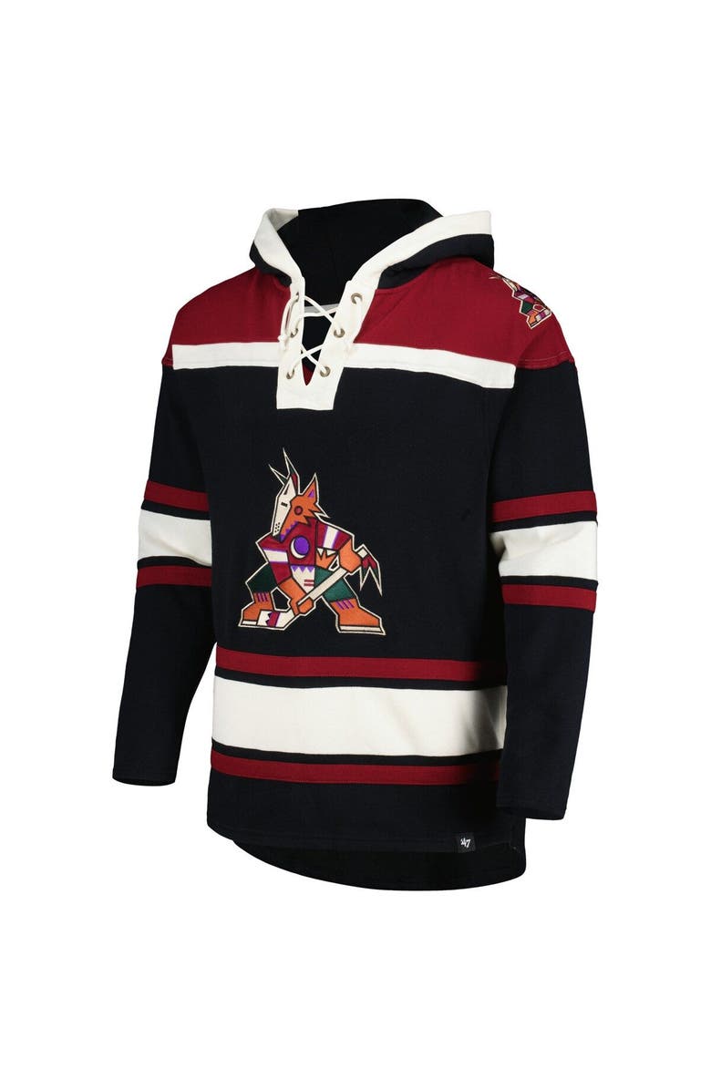 '47 Men's '47 Black Arizona Coyotes Superior Lacer Pullover Hoodie, Alternate, color, 
