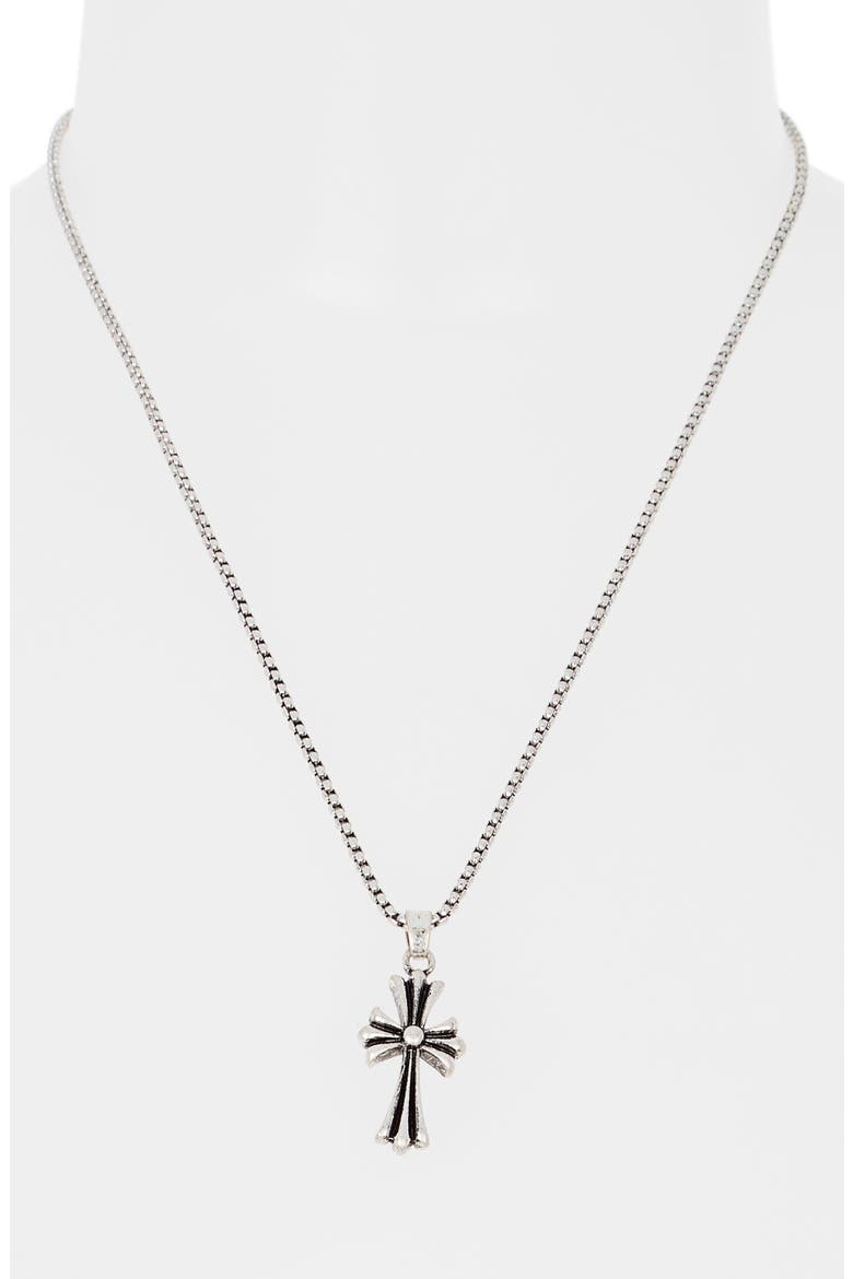 Cross Pendant Necklace, Alternate, color, SHINY RHODIUM
