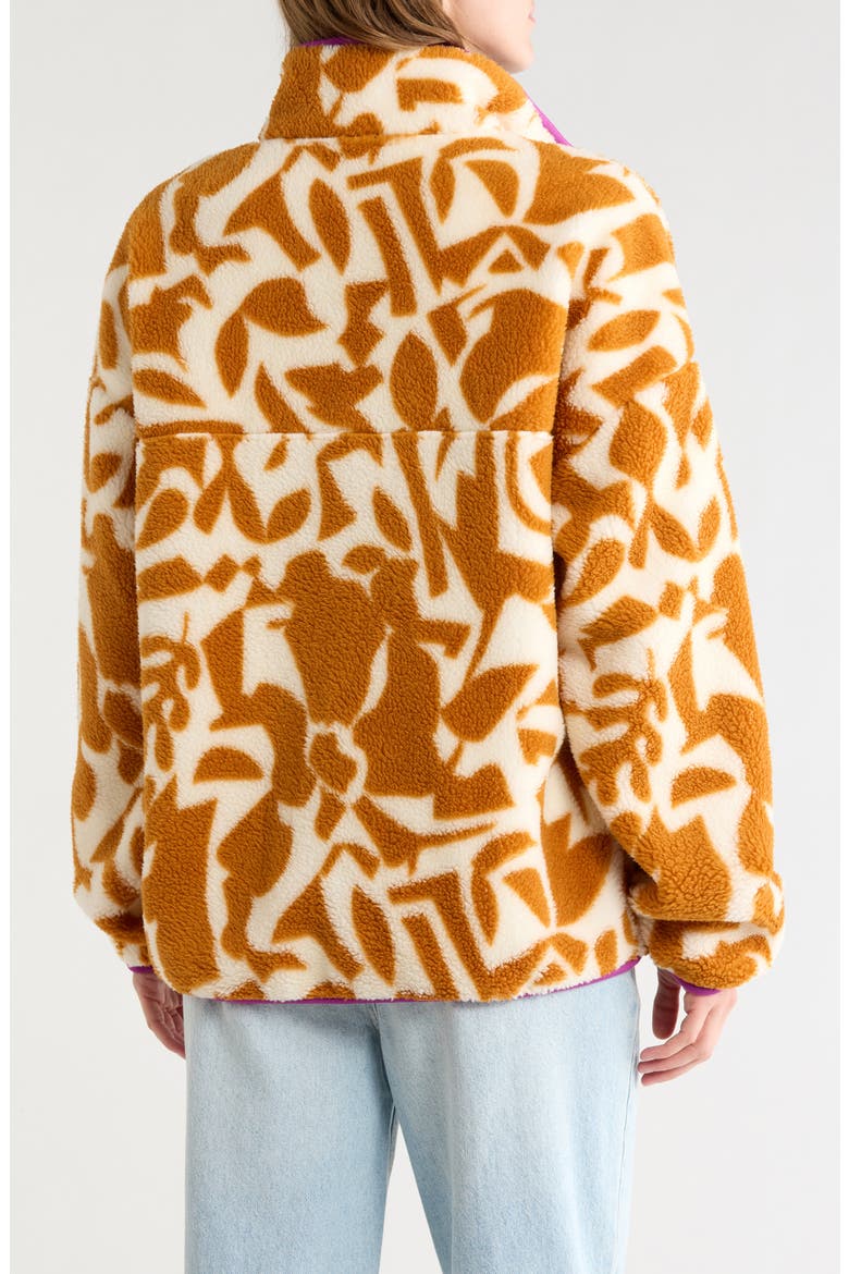 Dana Printed Snap Faux Shearling Jacket, Alternate, color, GOLDEN HOUR