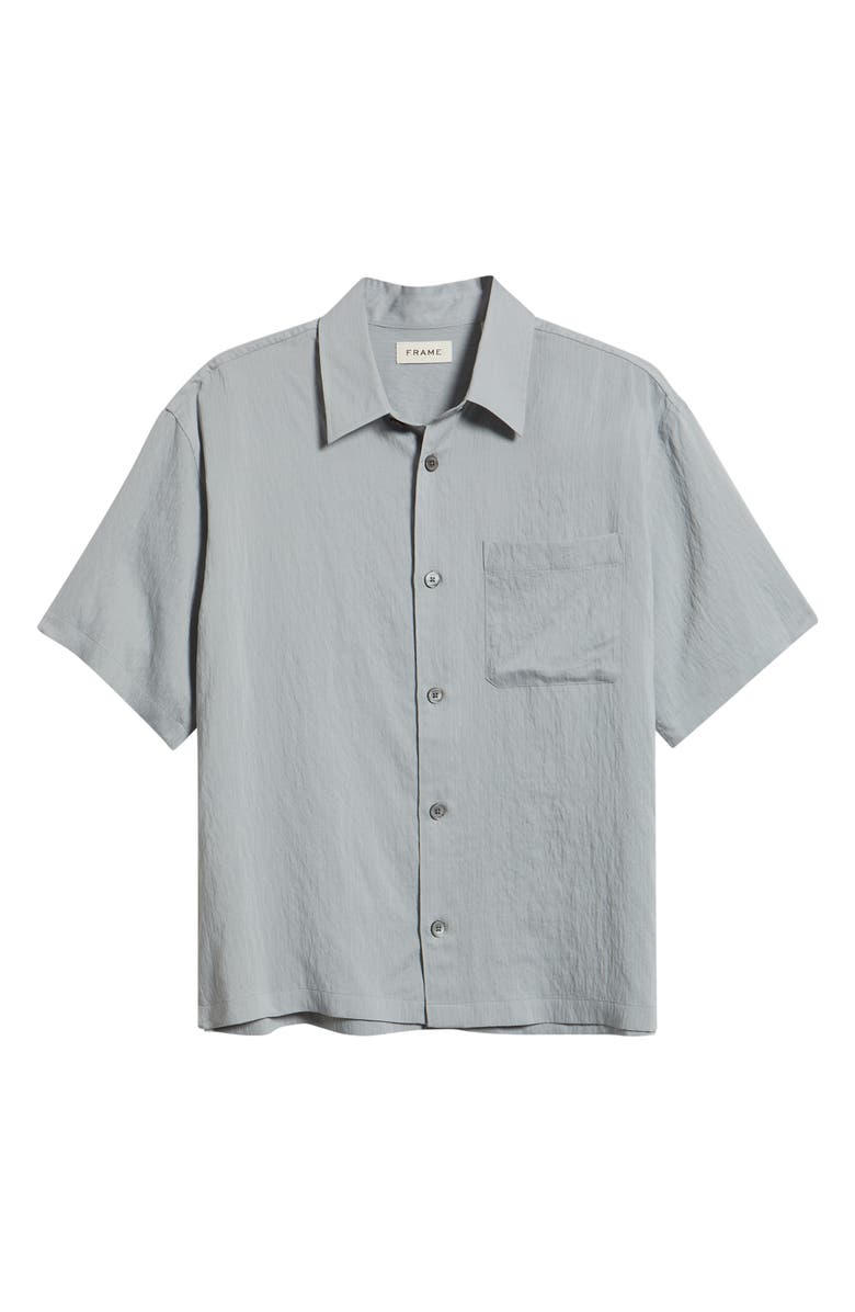 FRAME Textured Stripe Short Sleeve Button-Up Shirt, Alternate, color, Blue Grey Stripe
