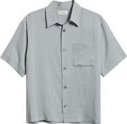 FRAME Textured Stripe Short Sleeve Button-Up Shirt