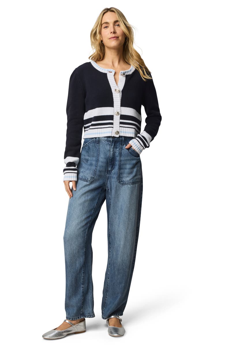 Splendid Sailor Stripe Cardigan, Alternate, color, Navy Blue/ White/ Sea Breeze