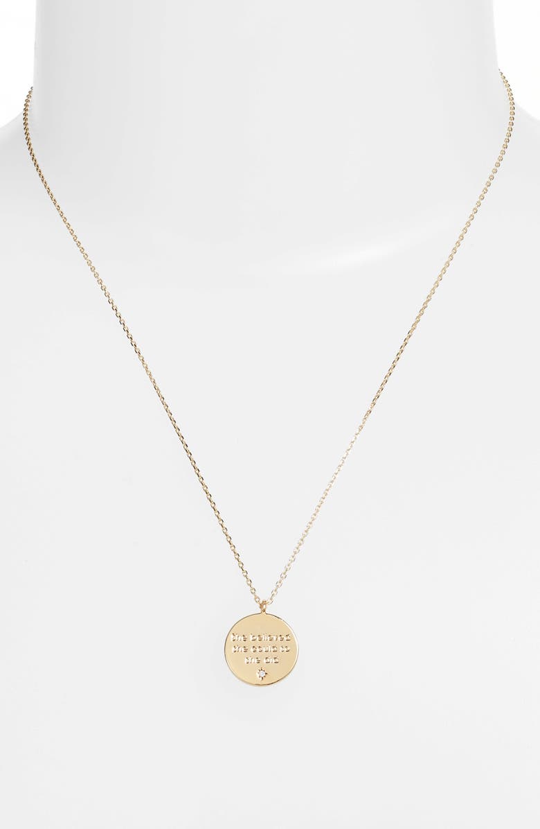 Estella Bartlett Engraved Quote Necklace, Alternate, color, Gold