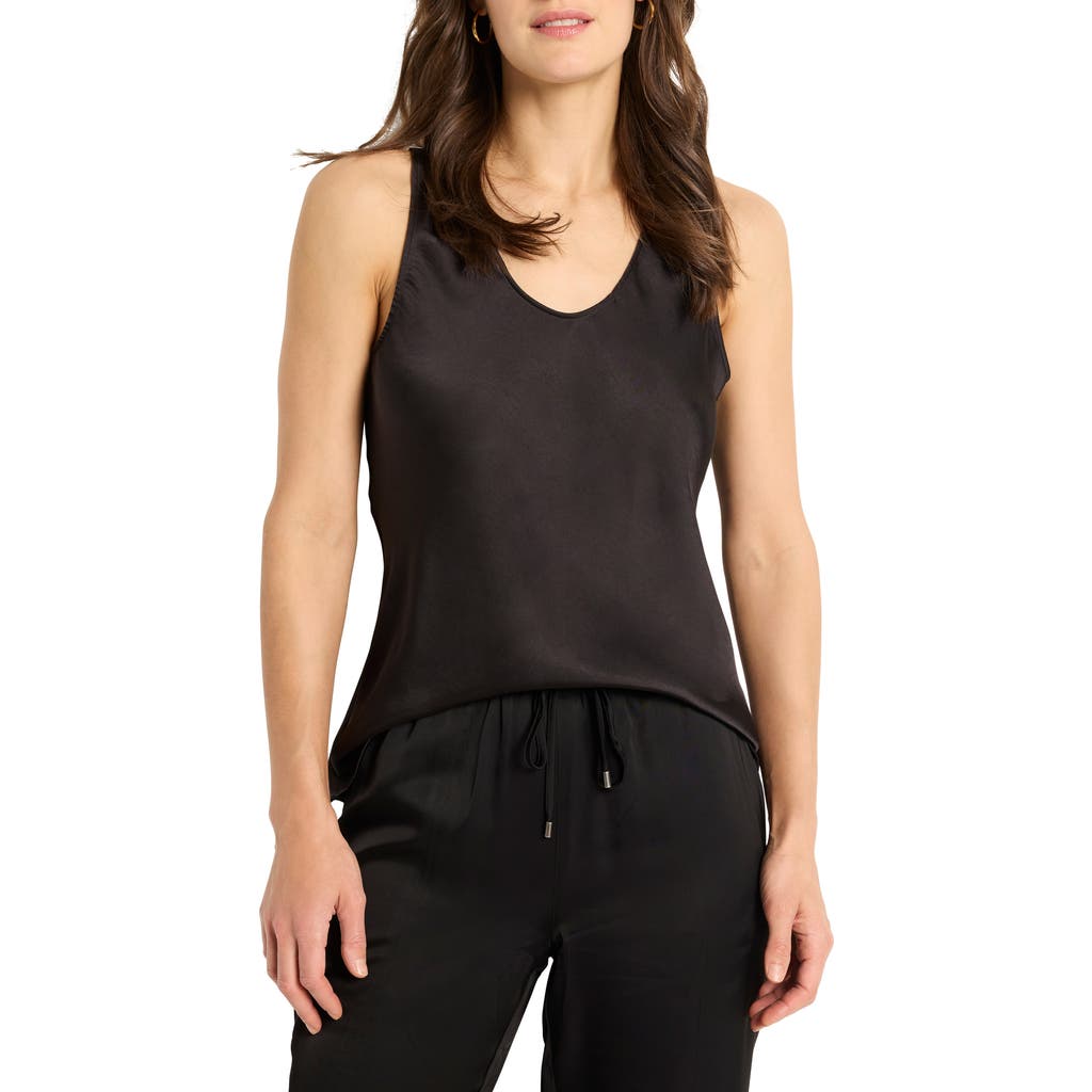 Nic + Zoe Day Gloss Woven Scoop Tank In Black Onyx In Black Onyx