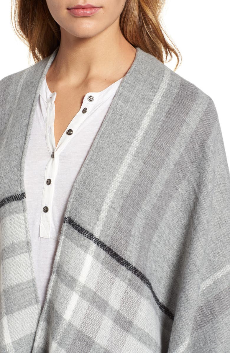 Sole Society Plaid Fringe Wrap, Alternate, color,