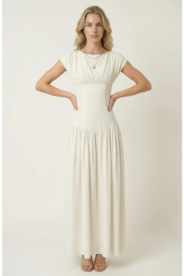 cap sleeve maxi dress Como soft baby rib Ainsley Cap Sleeve Corset Maxi
