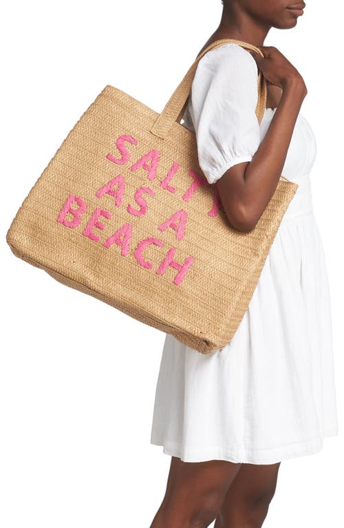 Btb Los Angeles Salty As A Beach Straw Tote In Brown