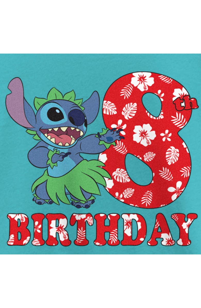 Lilo & Stitch Girl's Lilo & Stitch 8th Birthday Hula Dance Graphic T-Shirt, Alternate, color, Tahiti Blue