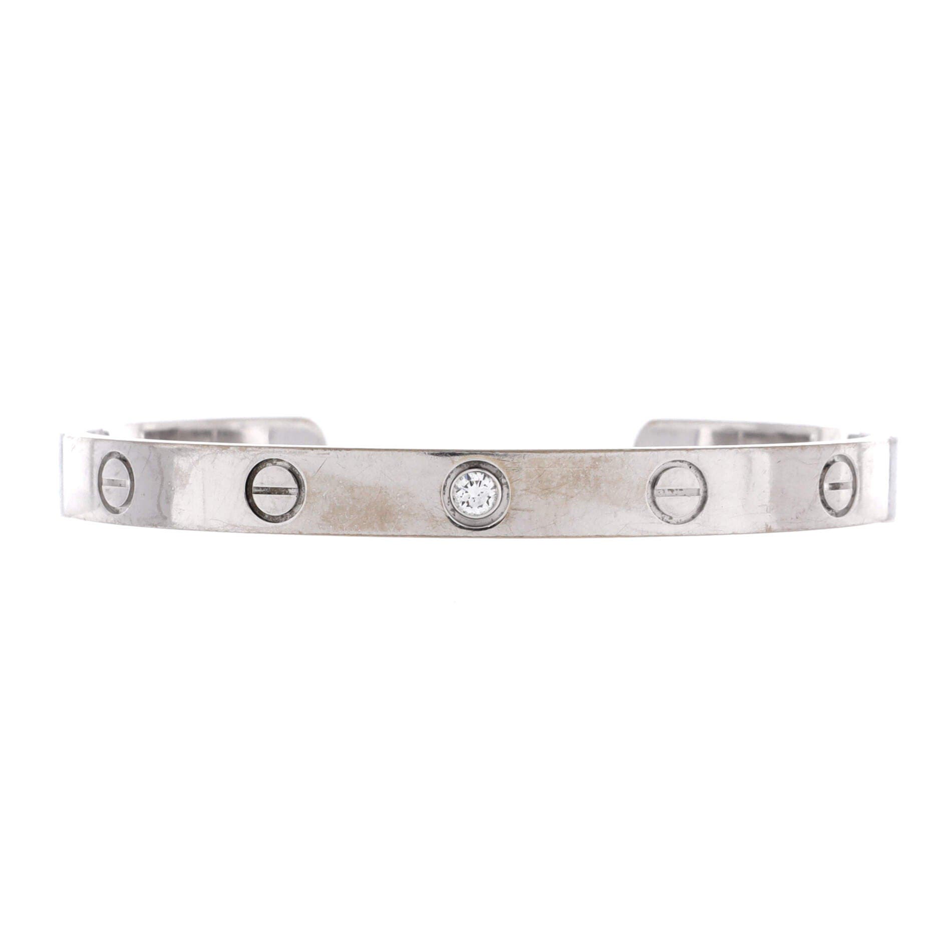 Love 1 Diamond Cuff Bracelet 18K White Gold with Diamond, Main, color, Metallic Gold