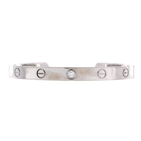 Love 1 Diamond Cuff Bracelet 18K White Gold with Diamond