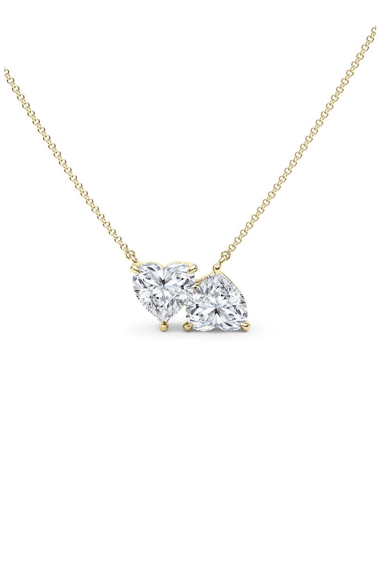 Twin Heart Lab Grown Diamond Necklace, Alternate, color, 18K YELLOW GOLD