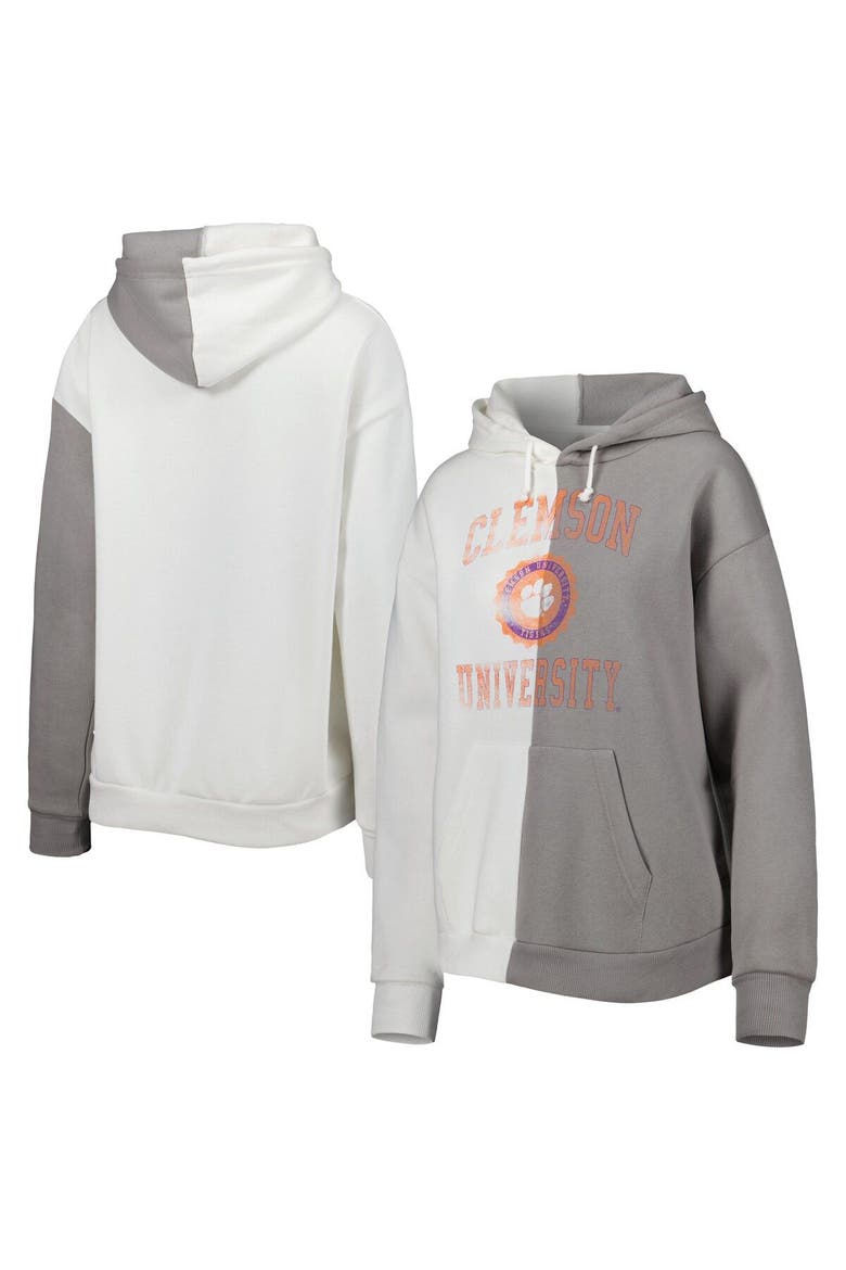 Women's Gameday Couture Gray/White Clemson Tigers Split Pullover Hoodie, Main, color, White