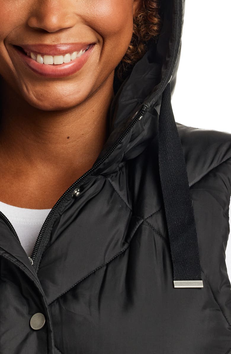 Gallery Water Resistant Quilted Hooded Vest, Alternate, color, Black
