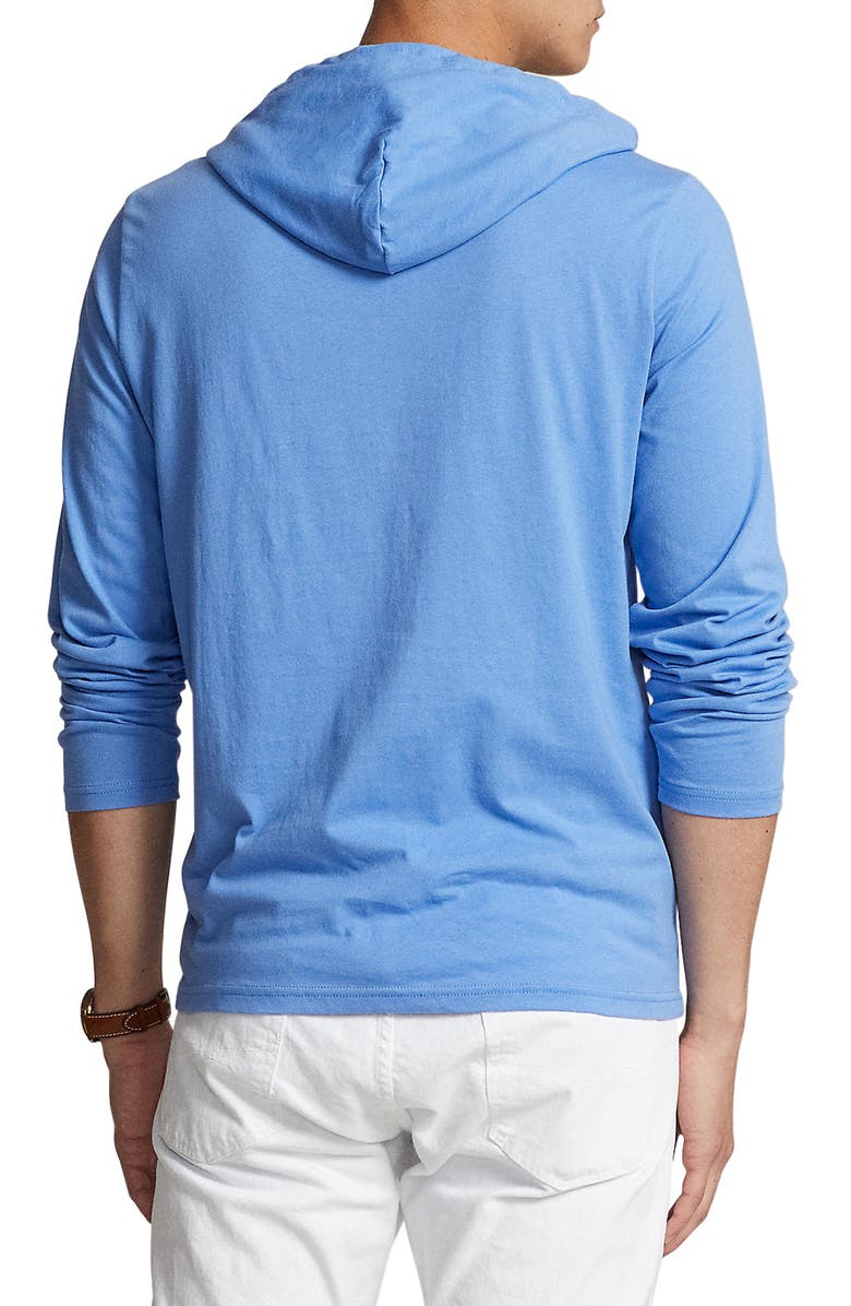 Polo Ralph Lauren Logo Hooded Long Sleeve T-Shirt, Alternate, color, Summer Blue