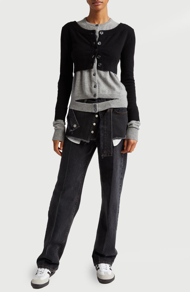 Meryll Rogge Straight Leg Jeans with Removable Deconstructed Overlay, Alternate, color, 