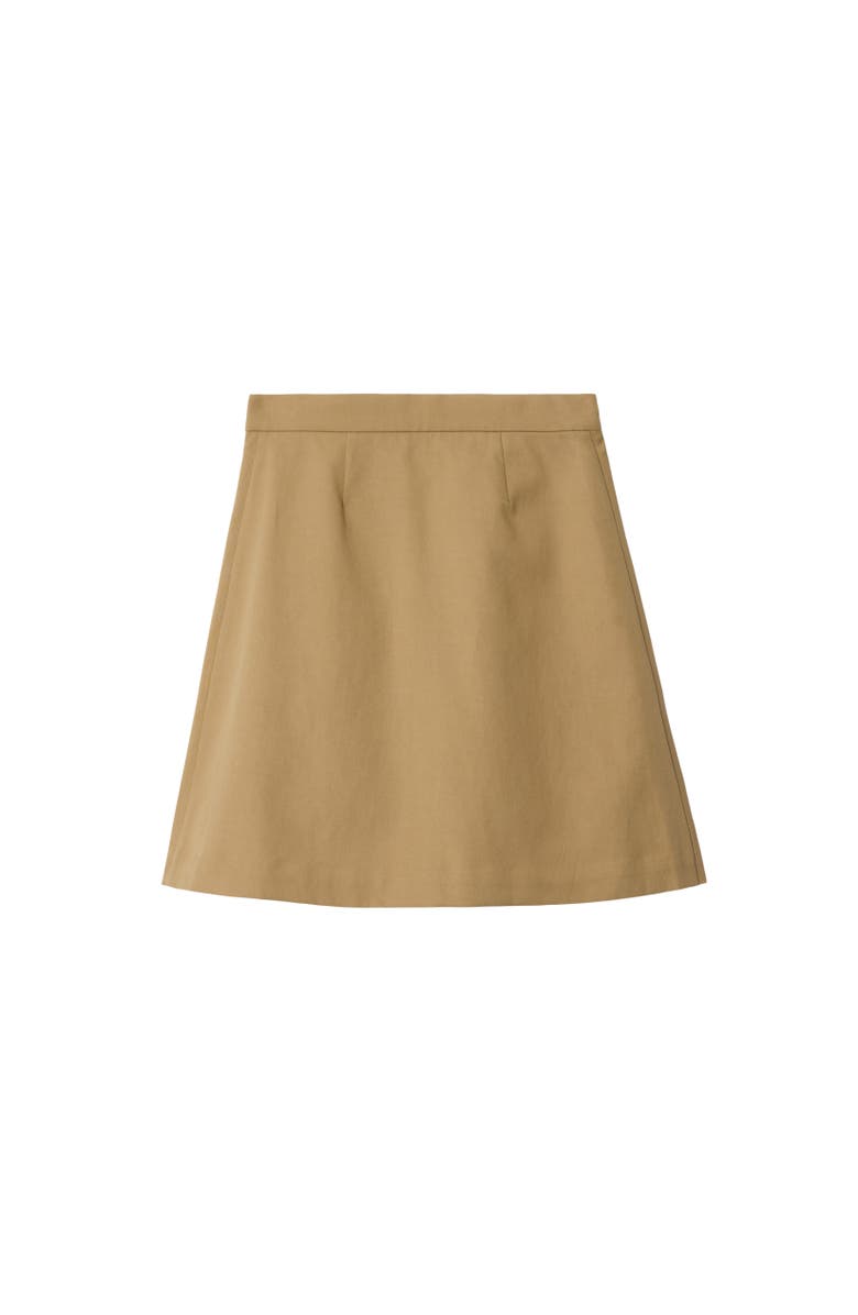 Burberry Pleated Cotton Blend Skirt, Alternate, color, Sand