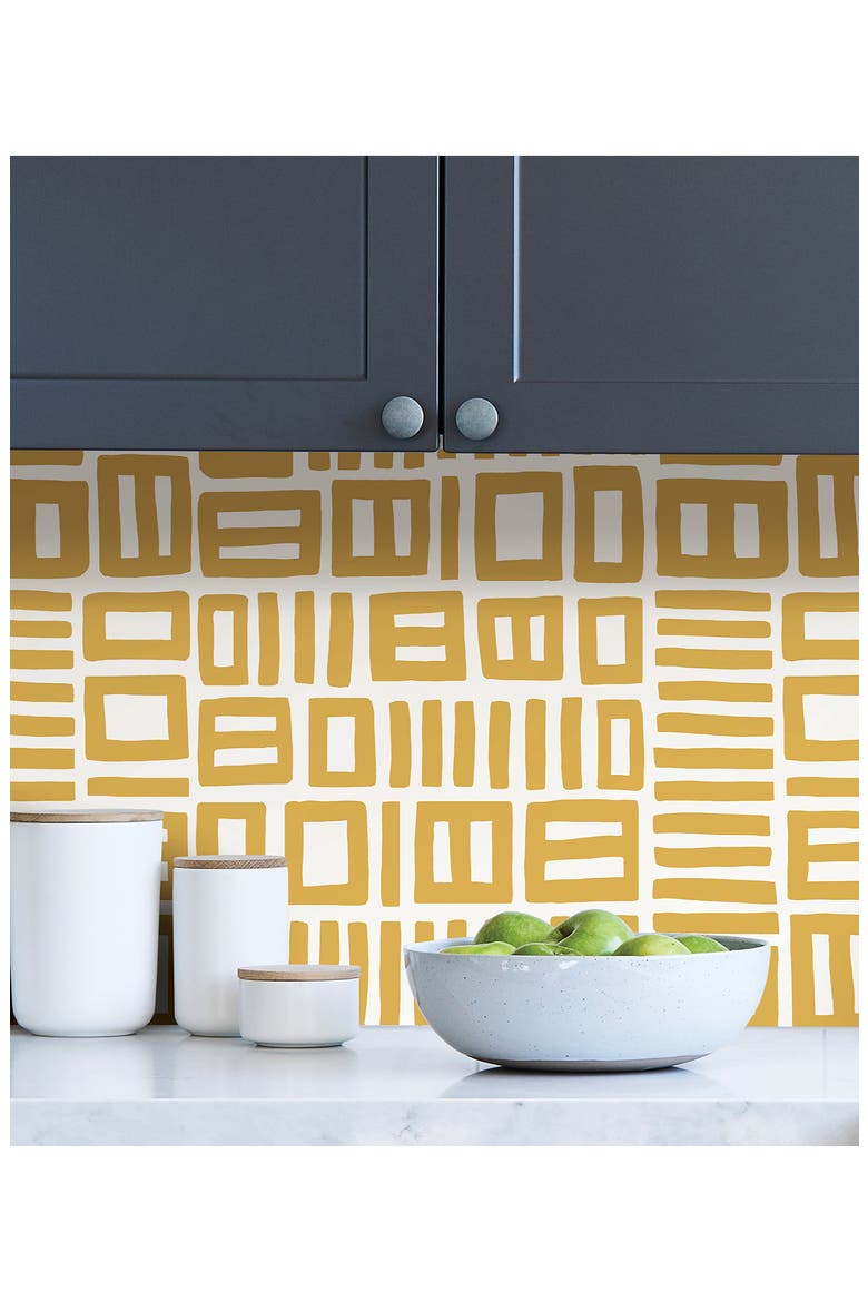 Yellow Traverse Peel and Stick Wallpaper, Alternate, color, YELLOW