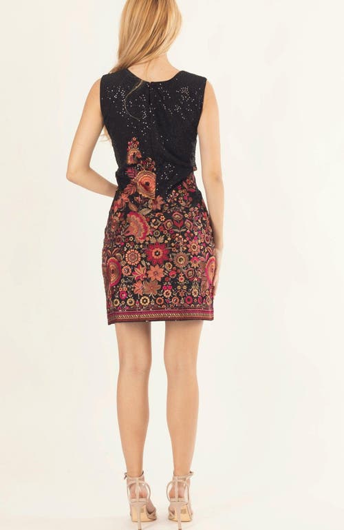 Raas Ravina Sequins Embroidered Short Dress In Black