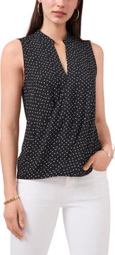 Vince Camuto Dot Print Wrap Front Georgette Blouse