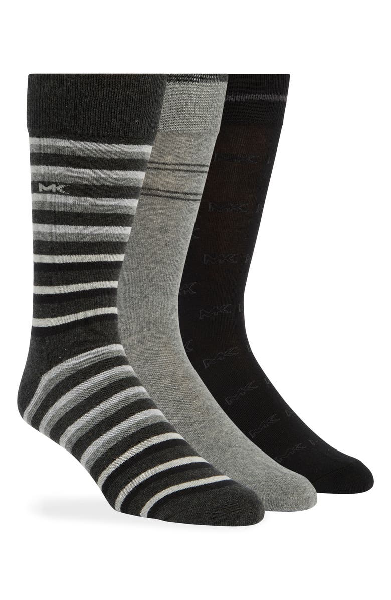 Michael Kors 3-Pack Colorblock Dress Socks, Main, color, Black Assorted