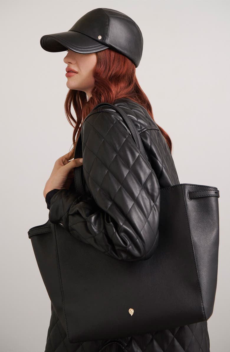 Helen Kaminski Stacey Leather Cap, Alternate, color, 