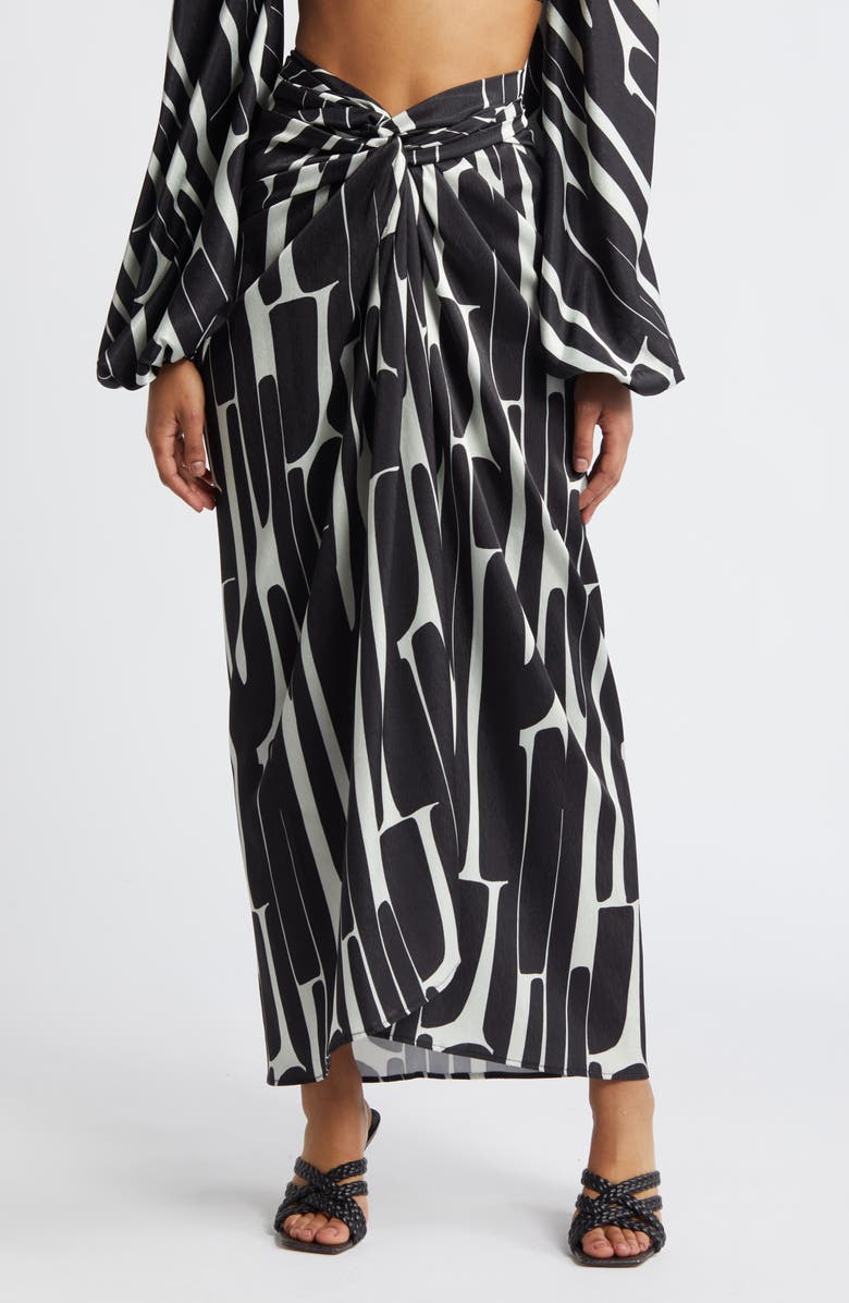 DIARRABLU Seur Hera Print Maxi Wrap Skirt, Alternate, color, Black