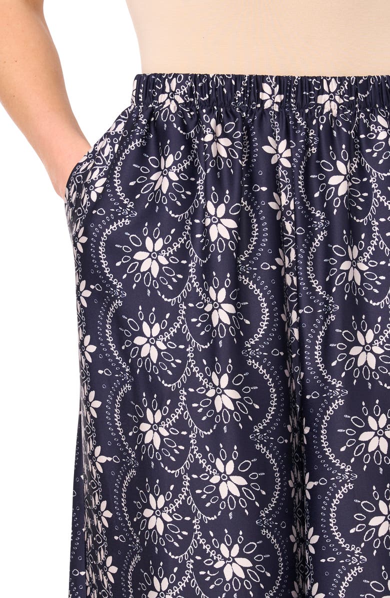 CeCe Mixed Print Wide Leg Pants, Alternate, color, Classic Navy