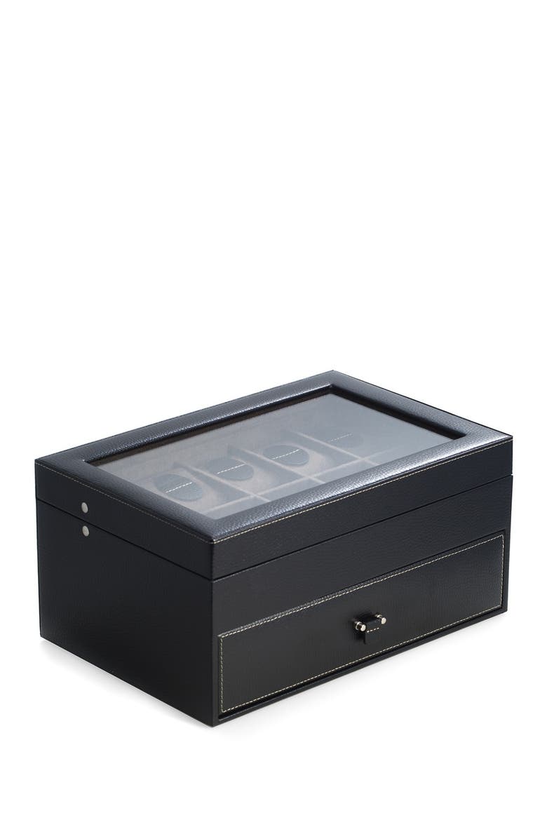 Bey-Berk Black Leather Watch Case, Main, color, Multi-Color