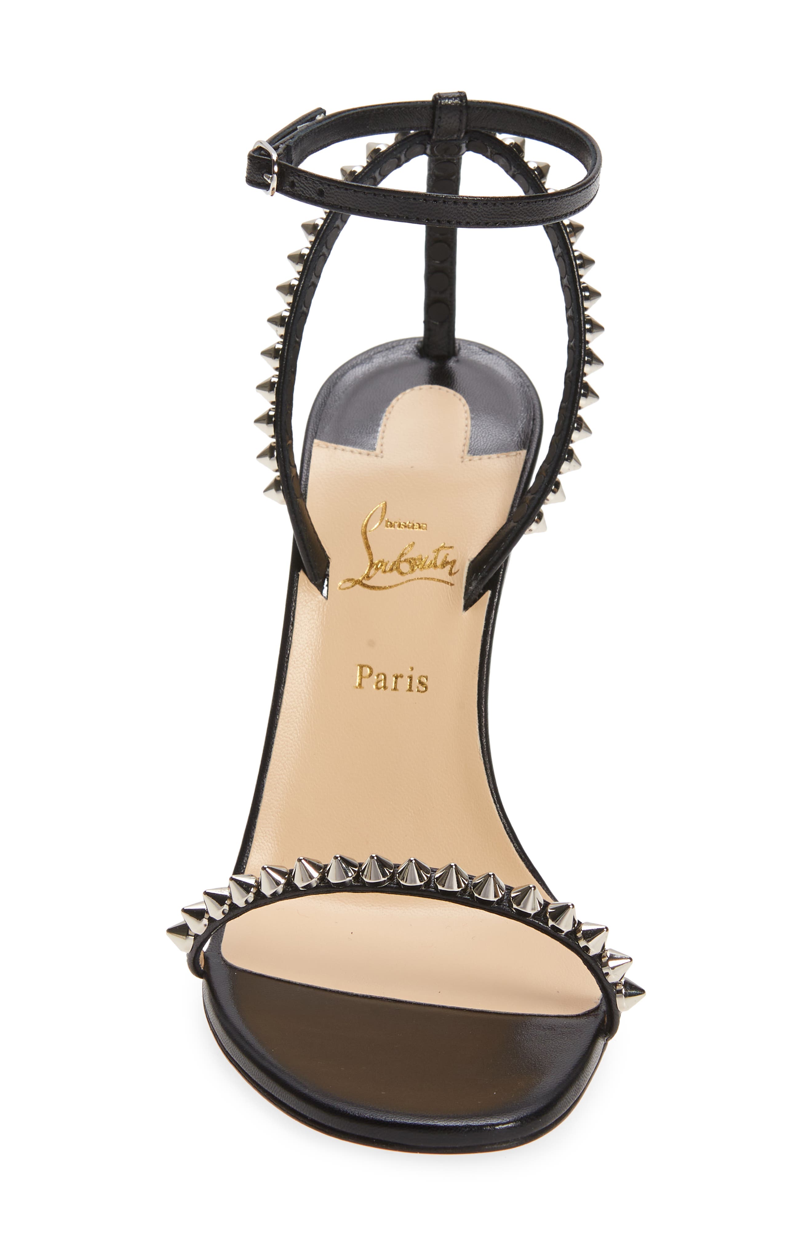 Christian Louboutin So Me Studded Sandal, Alternate, color, Black
