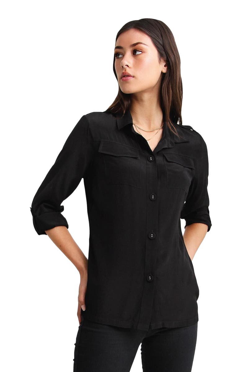 Belle & Bloom Eclipse Rolled Sleeve Blouse, Alternate, color, Black