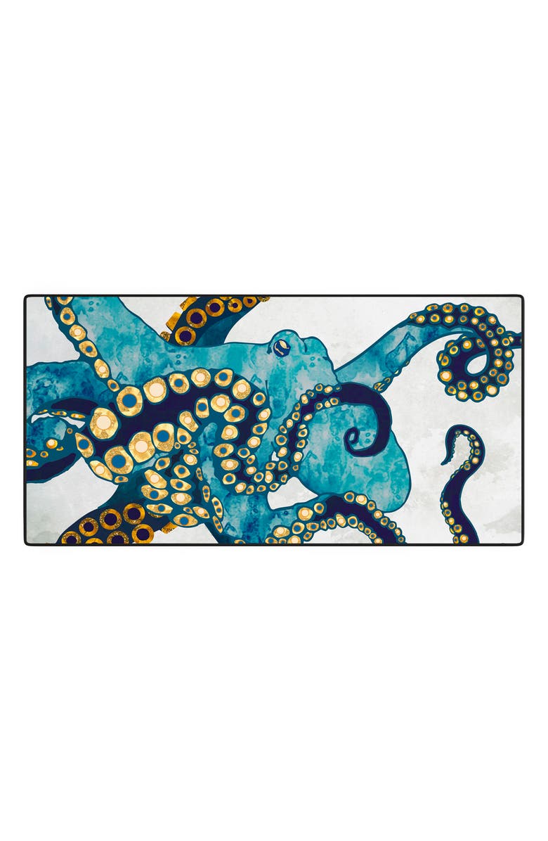 Deny Designs Metallic Octopus VI Desk Mat, Main, color, Blue