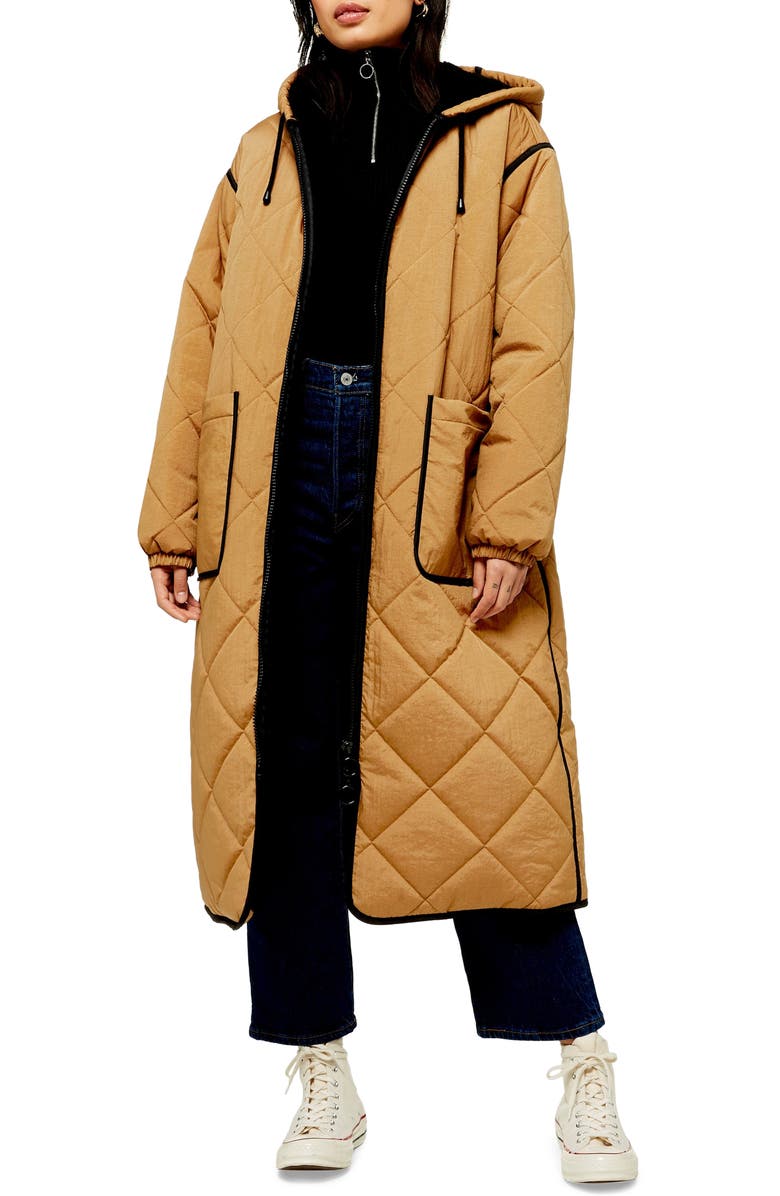 Topshop Jane Hooded Longline Parka, Main, color, 