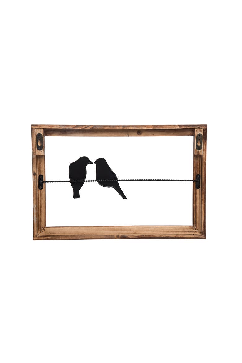 18 x 12 inch Rustic Birds On A Wire Wood And Metal Wall Decor, Alternate, color, Brown