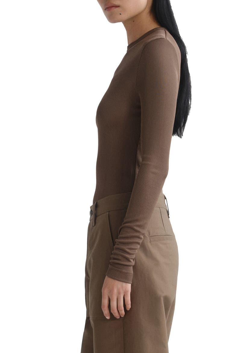 Delphi Slim Ribbed Tee, Alternate, color, BRUNEL BROWN KHAKI