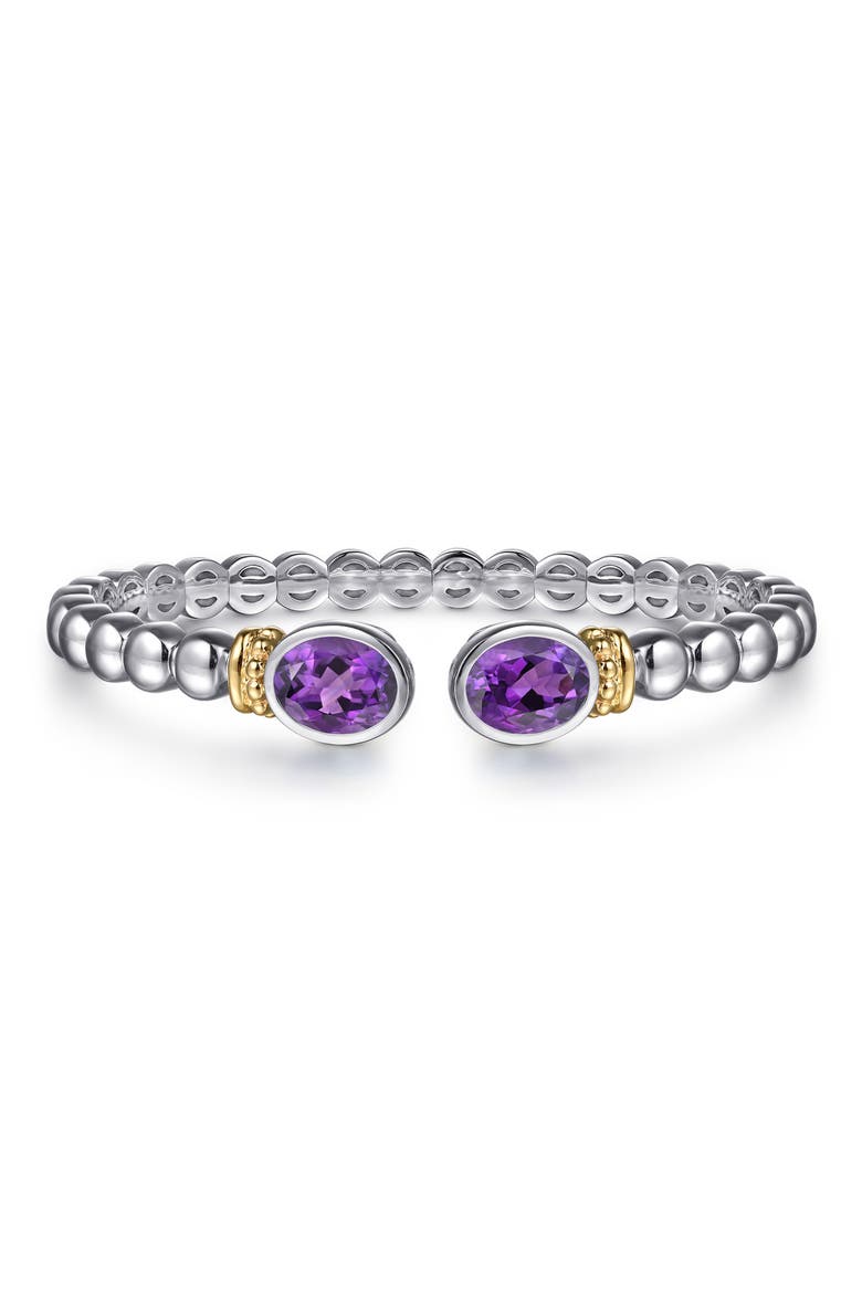 Bujukan 14k Gold & Sterling Silver Amethyst Bangle, Main, color, STERLING / 14K/ AMETHYST