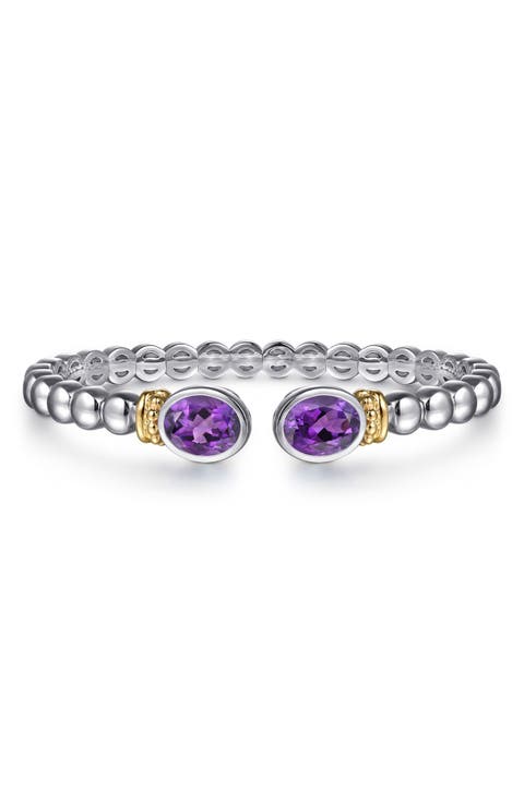 Bujukan 14k Gold & Sterling Silver Amethyst Bangle