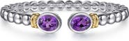 Gabriel & Co. Bujukan 14k Gold & Sterling Silver Amethyst Bangle