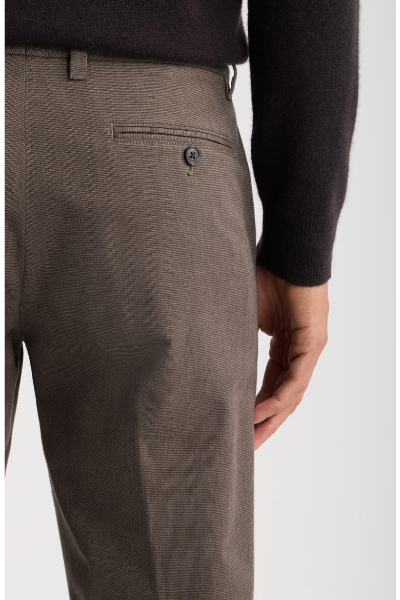 Everyday Flat Front Stretch Cotton Dress Pants, Alternate, color, BROWN HOUNDSTOOTH