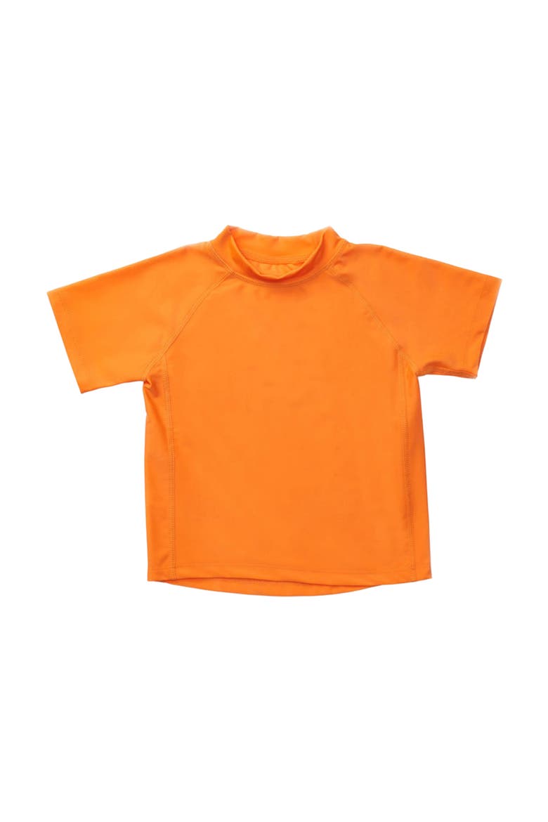 Kids Short Sleeve Rash Guard, UPF 50+ Swim Shirt, Main, color, ORANGE