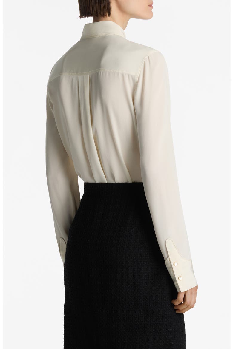 Silk Snap-Up Shirt, Alternate, color, ECRU