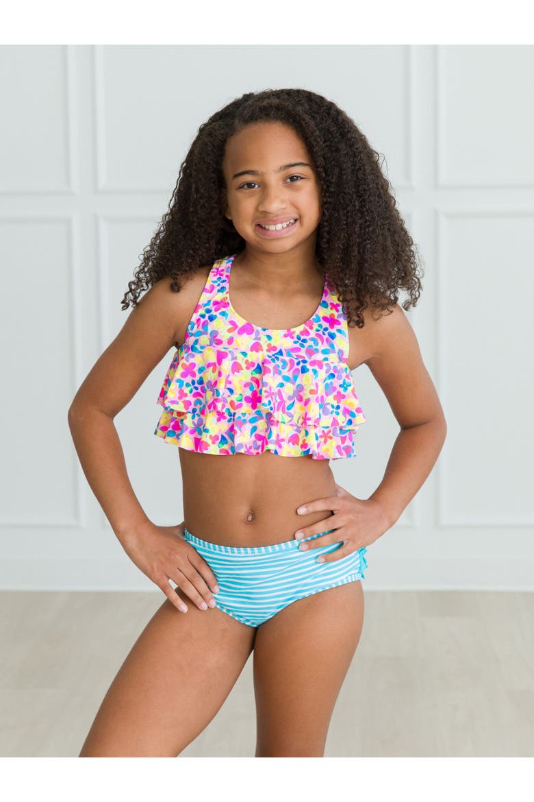 Baby Girls Flounce Bikini, Alternate, color, Vibrant Neon