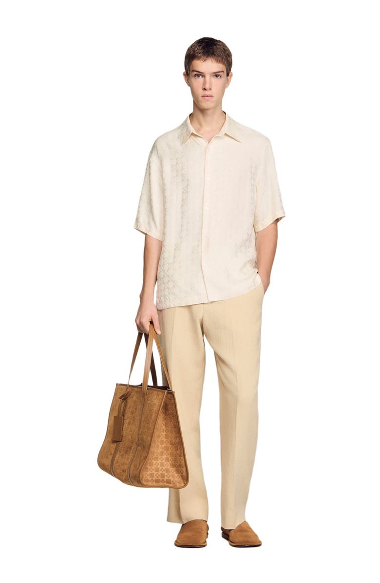 SANDRO Square Cross loose-fit shirt, Alternate, color, White