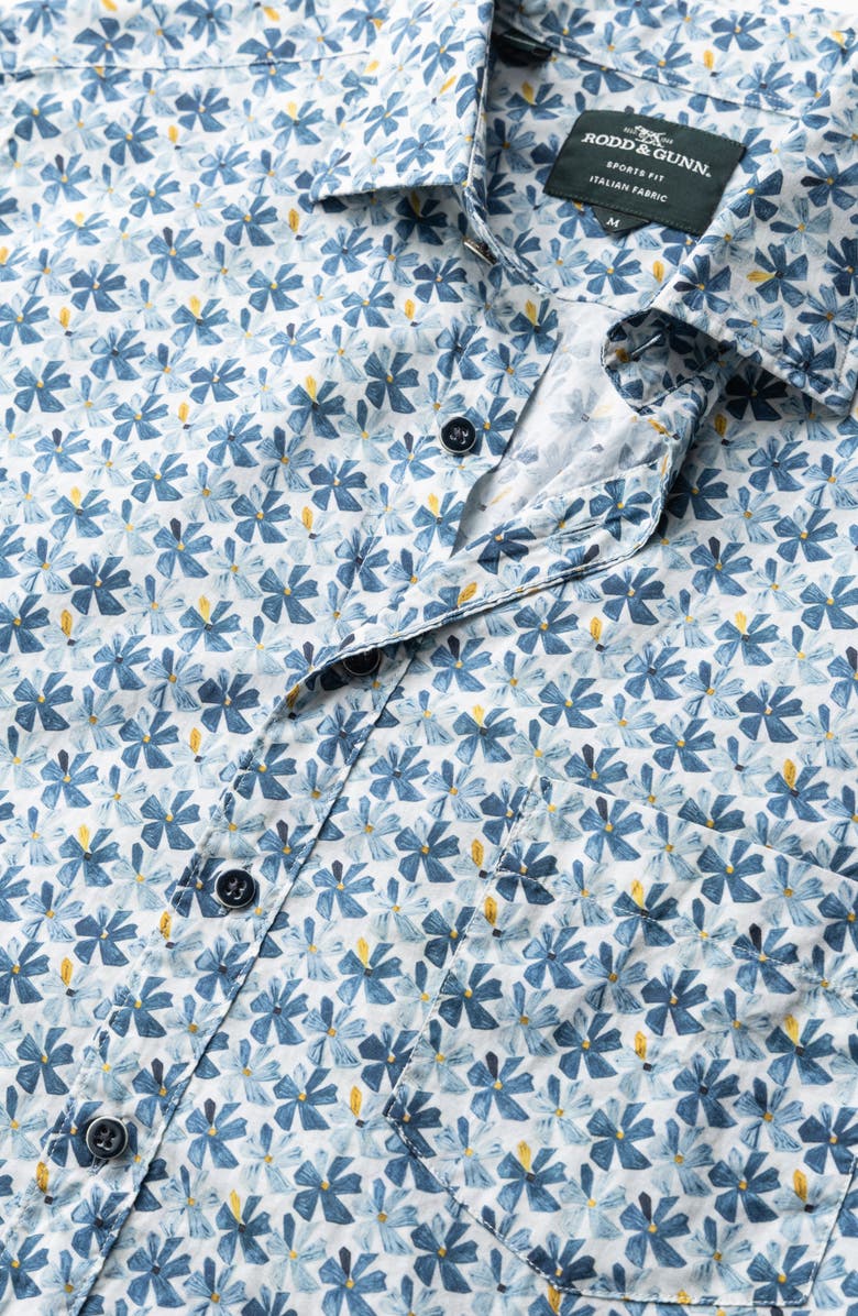 Rodd & Gunn Harvey Road Floral Short Sleeve Cotton Button-Up Shirt, Alternate, color, Cornflower