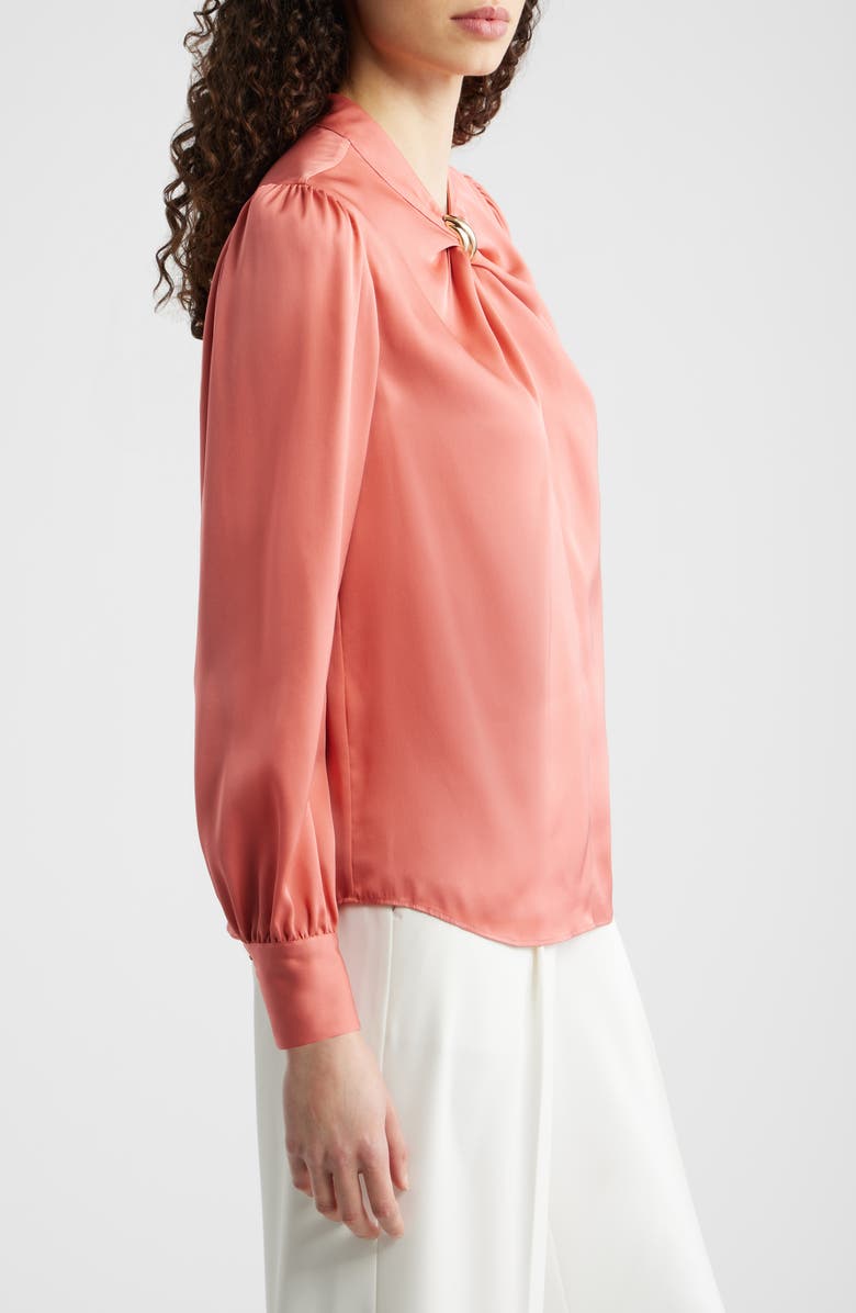 Elie Tahari The Valentine Stretch Silk Top, Alternate, color, Dragon Fruit