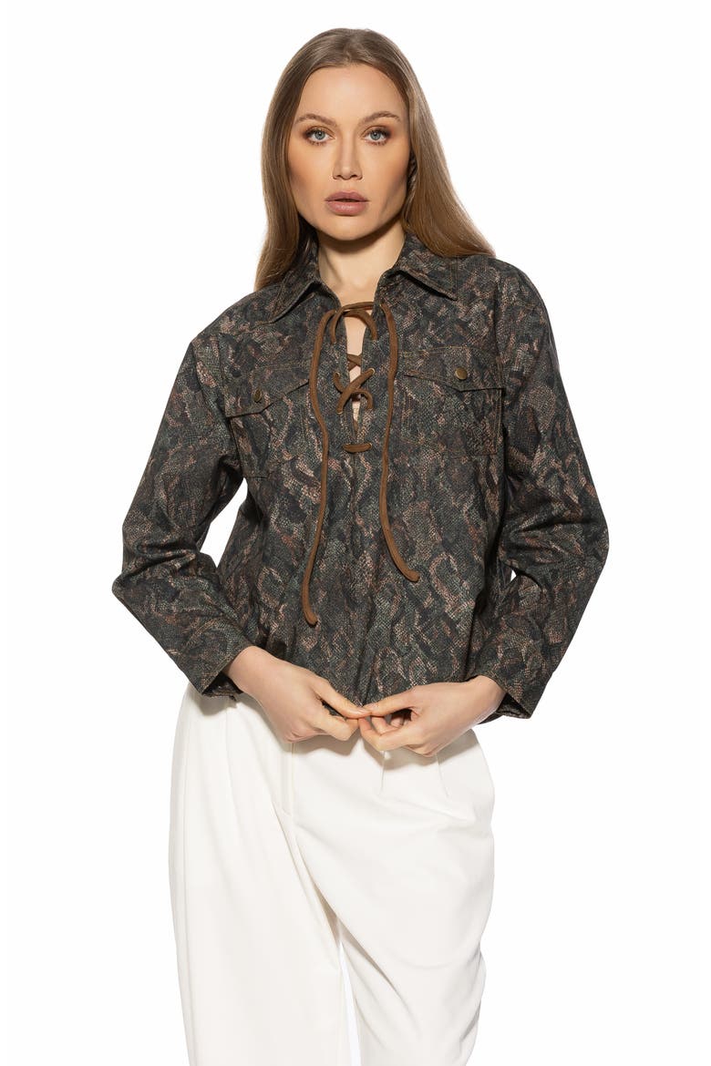 Thalina Lace-Up Western Shirt, Alternate, color, SNAKE