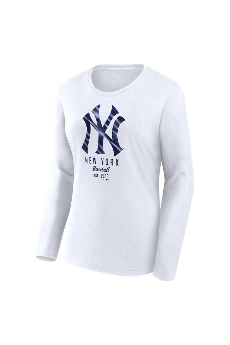 Women's Fanatics Branded  White New York Yankees Lightweight Fitted Long Sleeve T-Shirt, Alternate, color, White