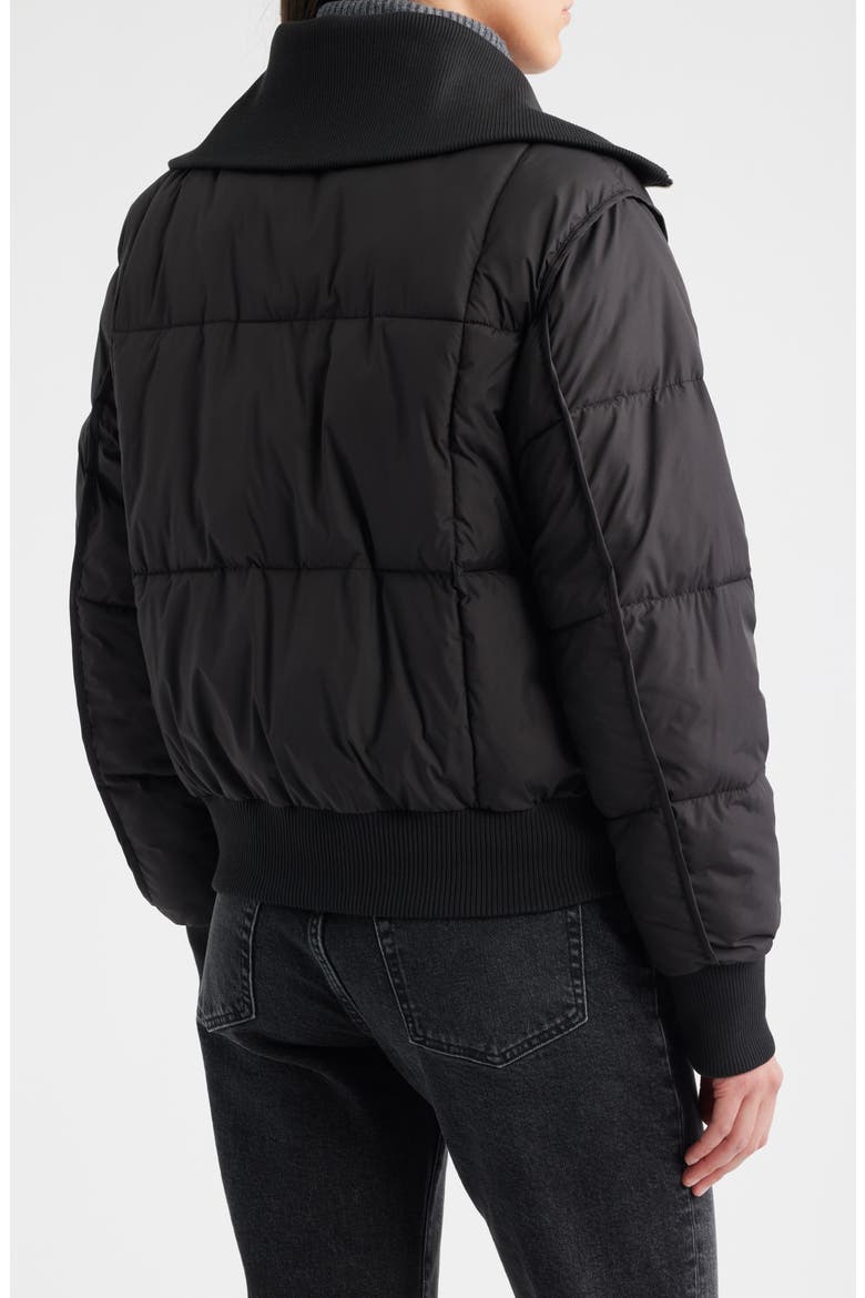 Knit Collar Crop Puffer Jacket, Alternate, color, BLACK